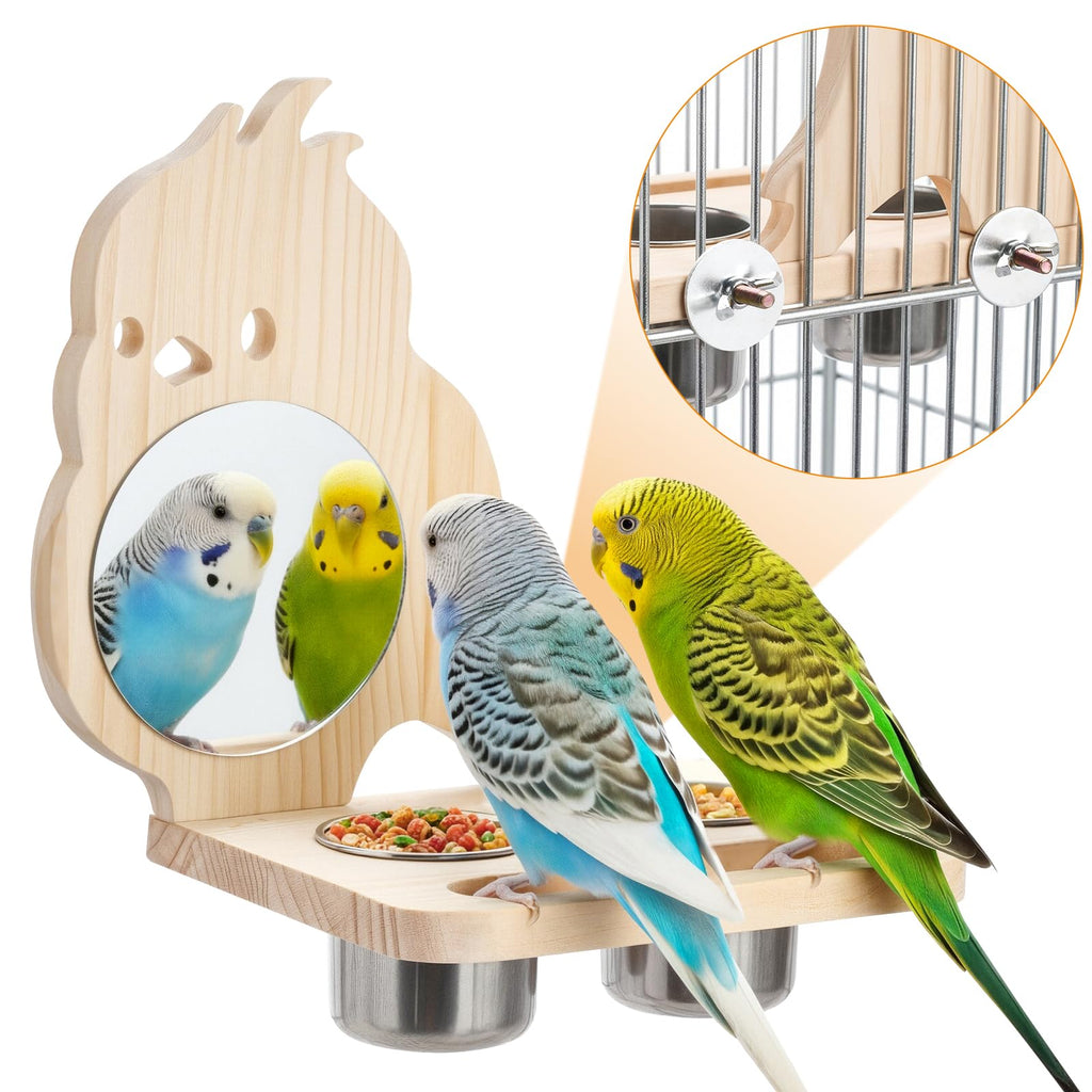SMICEM Natural Wood Perch, Adjustable Cage Accessory & Toy, Tool-Free Design for Parakeets, Cockatiels, Lovebirds