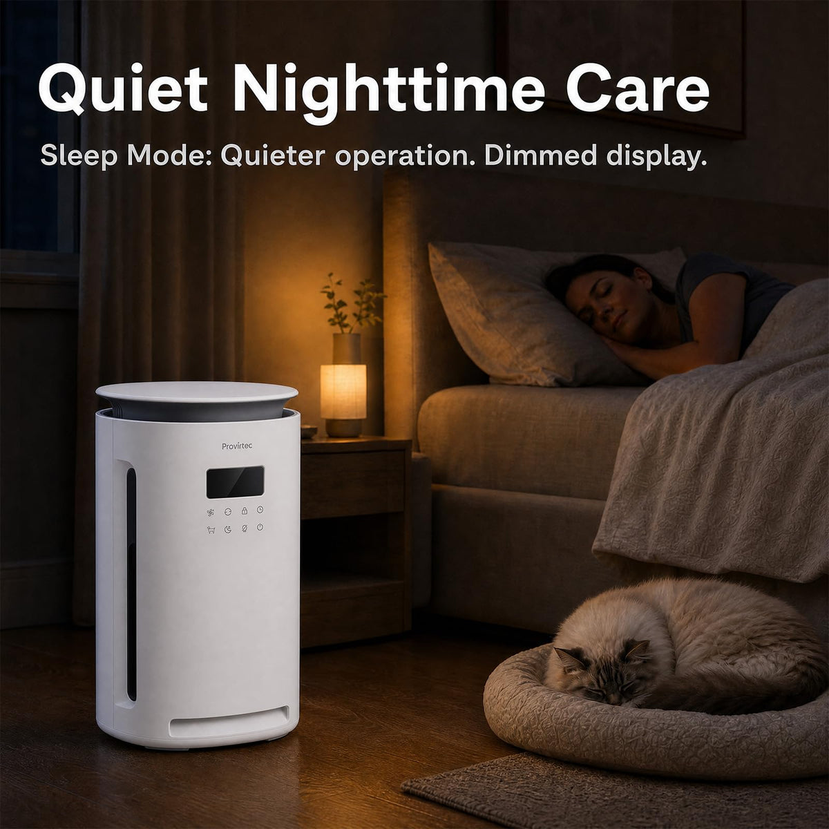 Provirtec Pet Air Purifier for Home with 2 Washable Pre-Filters, H13 HEPA