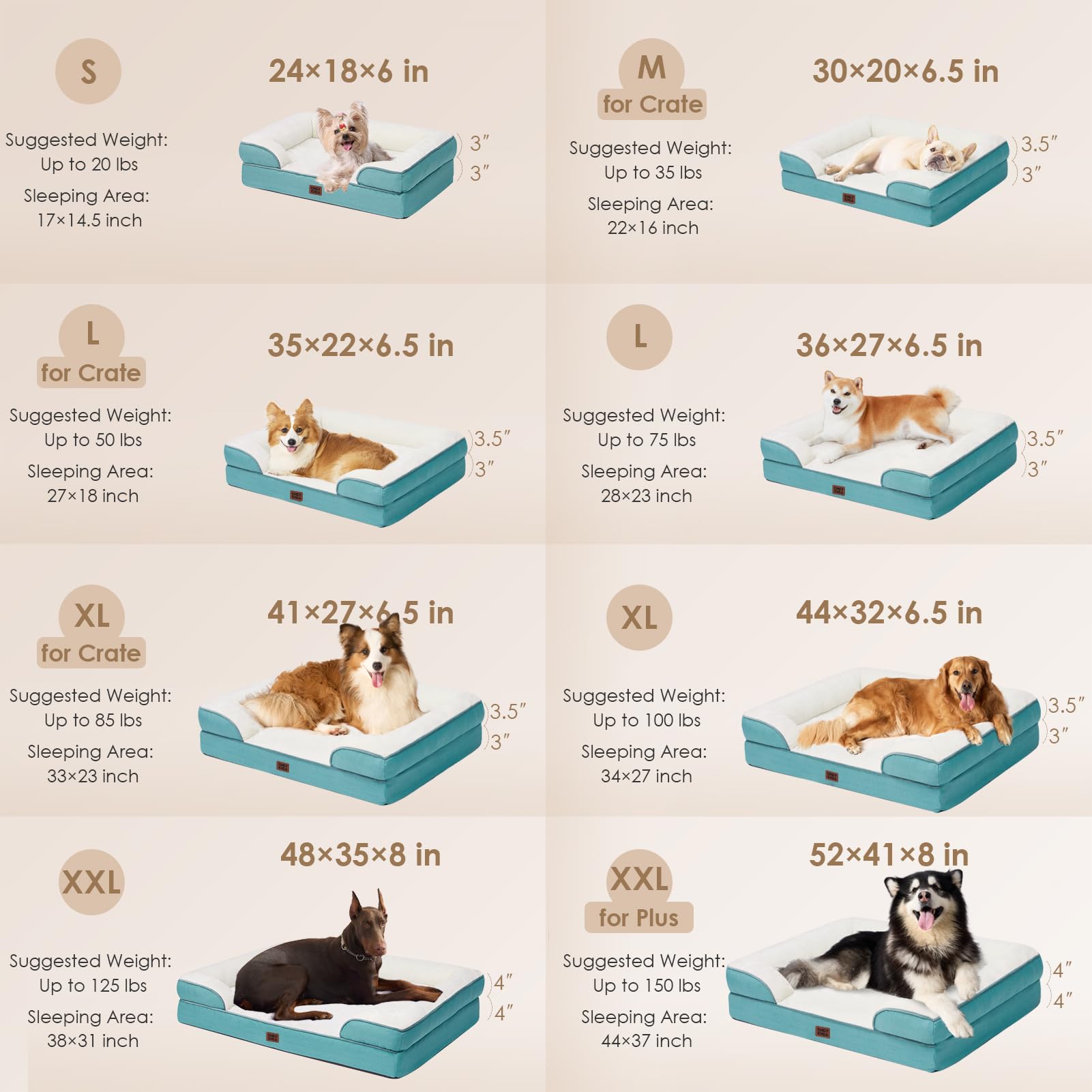 EHEYCIGA Orthopedic Dog Beds Large Sized Dog, Waterproof Washable Pet Bed