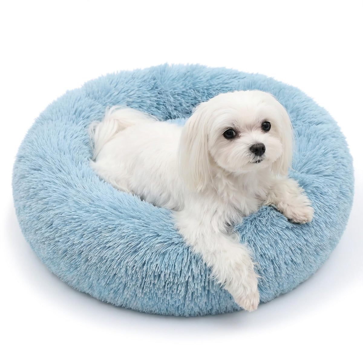 nononfish Round Calming Dog Bed,Plush Donut Pet Bed for Small Dogs