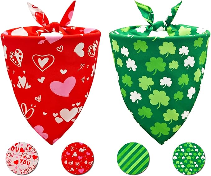 CozyHaus Christmas Dog Bandanas 2PCS-Small,Classic Plaid Triangle Holiday Scarf with Santa and Snowman Prints,Winter Pet Outfit for Boys and Girls,Red Green Plaid Dog Costume for Small Dogs and Cats