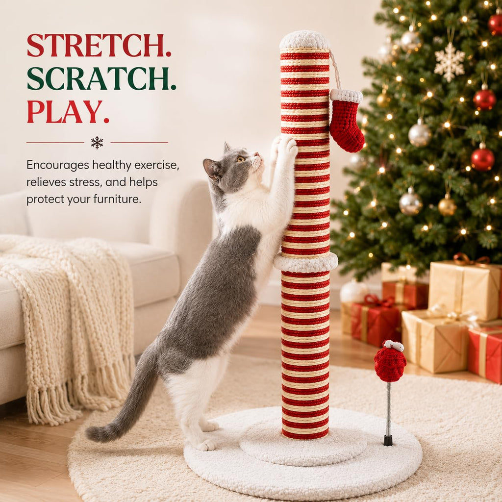 PuzzlePaw Christmas Cat Scratching Post for Indoor Cats