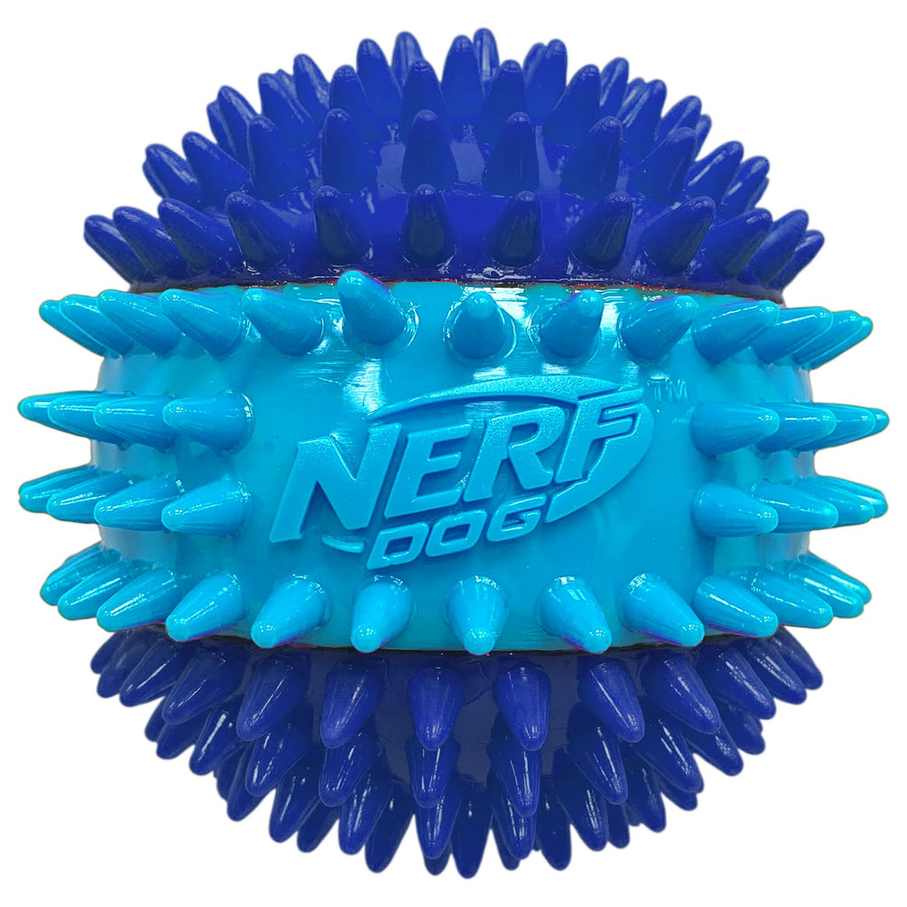 Nerf Dog 3.7in TPR 3-Part Spike Squeak Ball Dog Toy - Dark Blue/Light Blue