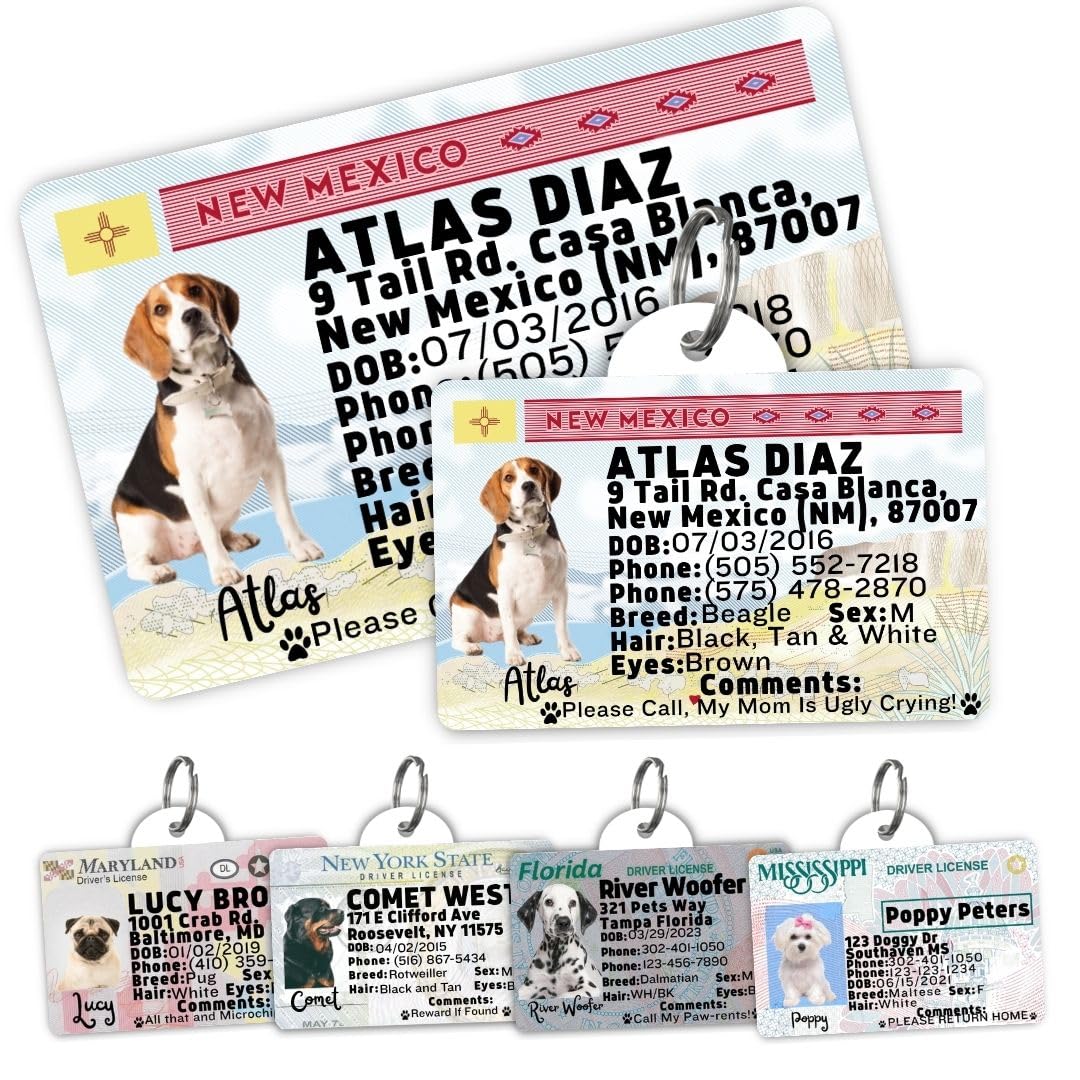 Dog Tags Personalized, Dog ID License Tag for Pets (Arizona, Wallet Card)