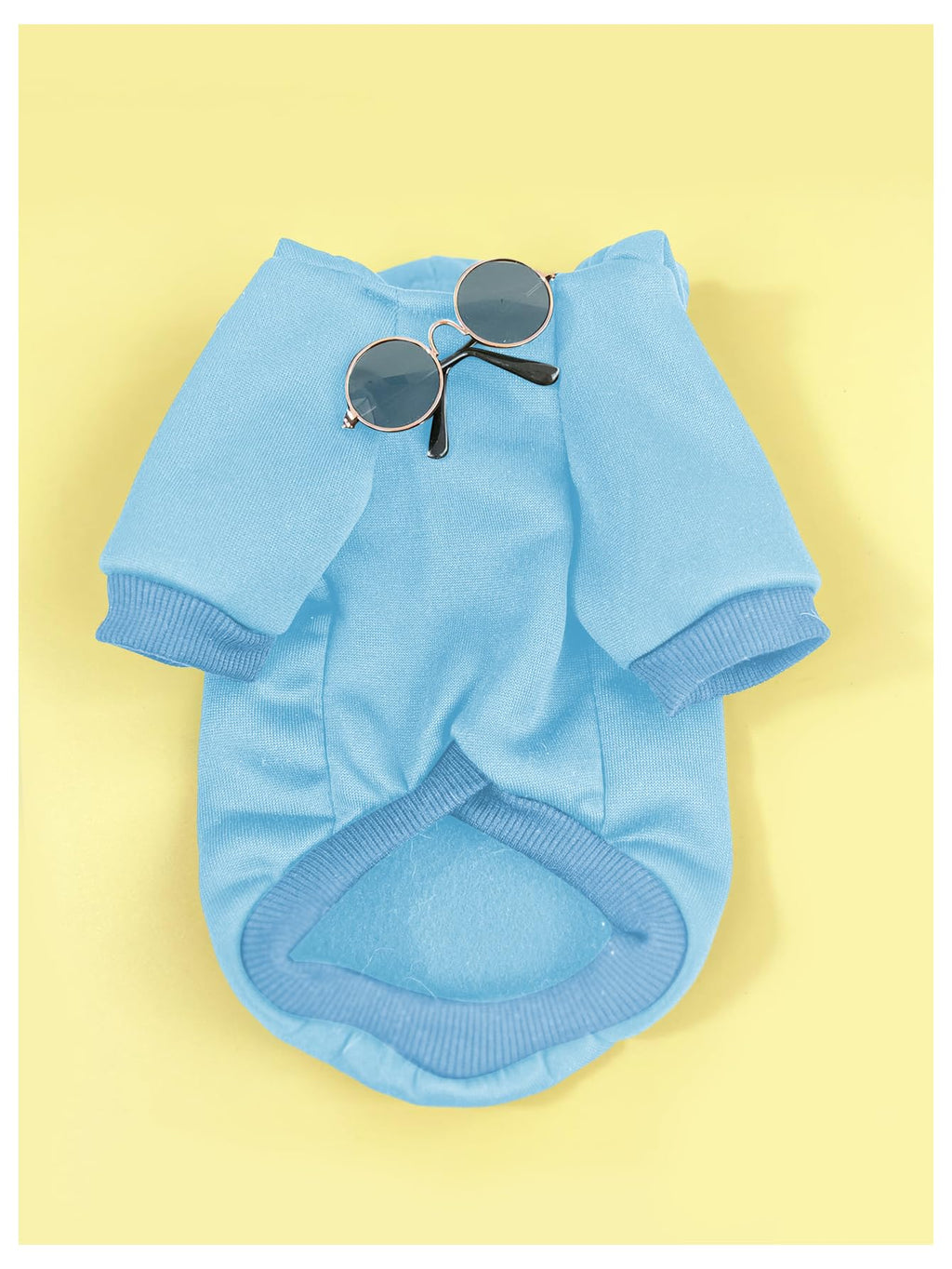 QWINEE 3Pcs Dog Hoodie Cat Apparel Dog Custume Set with Necklace and Sunglasses Pet Clothes for Puppy Small Medium Dogs Cats Light Blue XX-Small