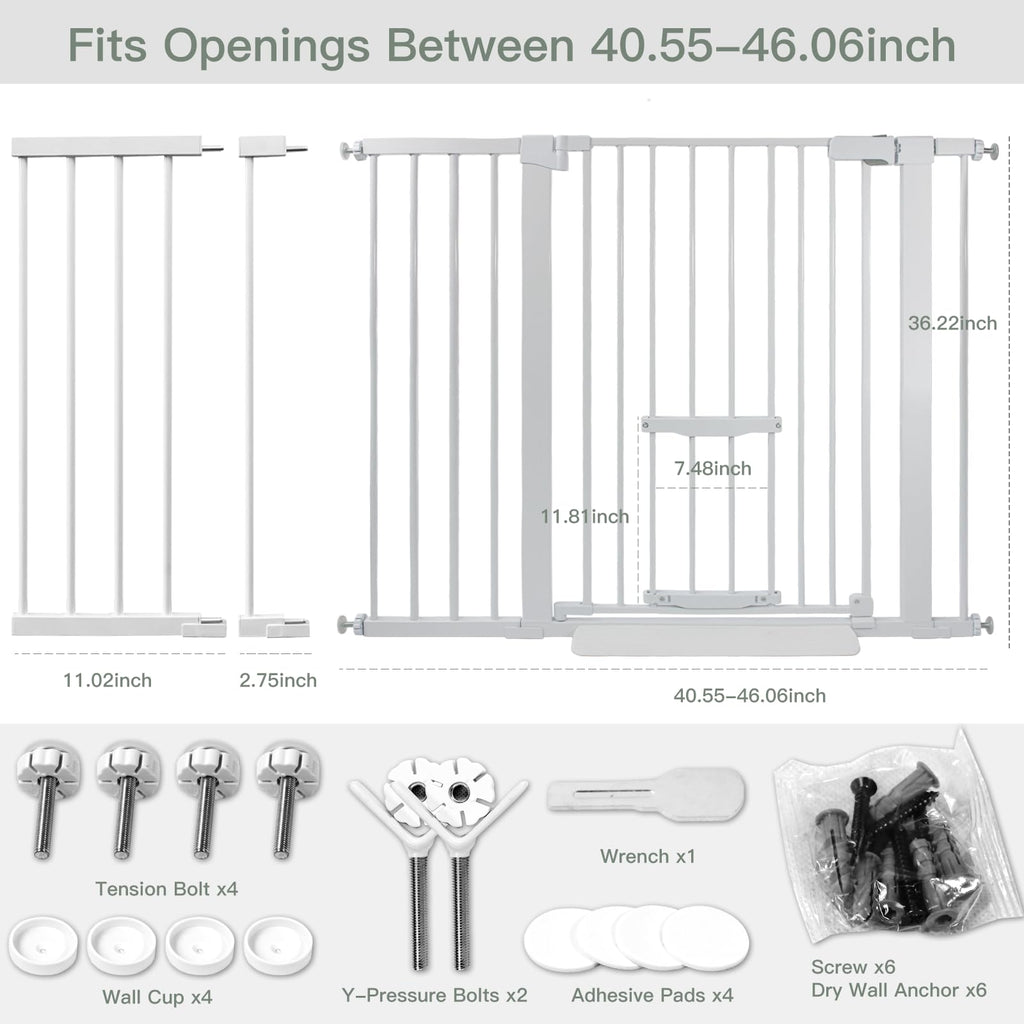 SHYUJAJIE 37 Inch Tall Baby Gate with Small Cat Door