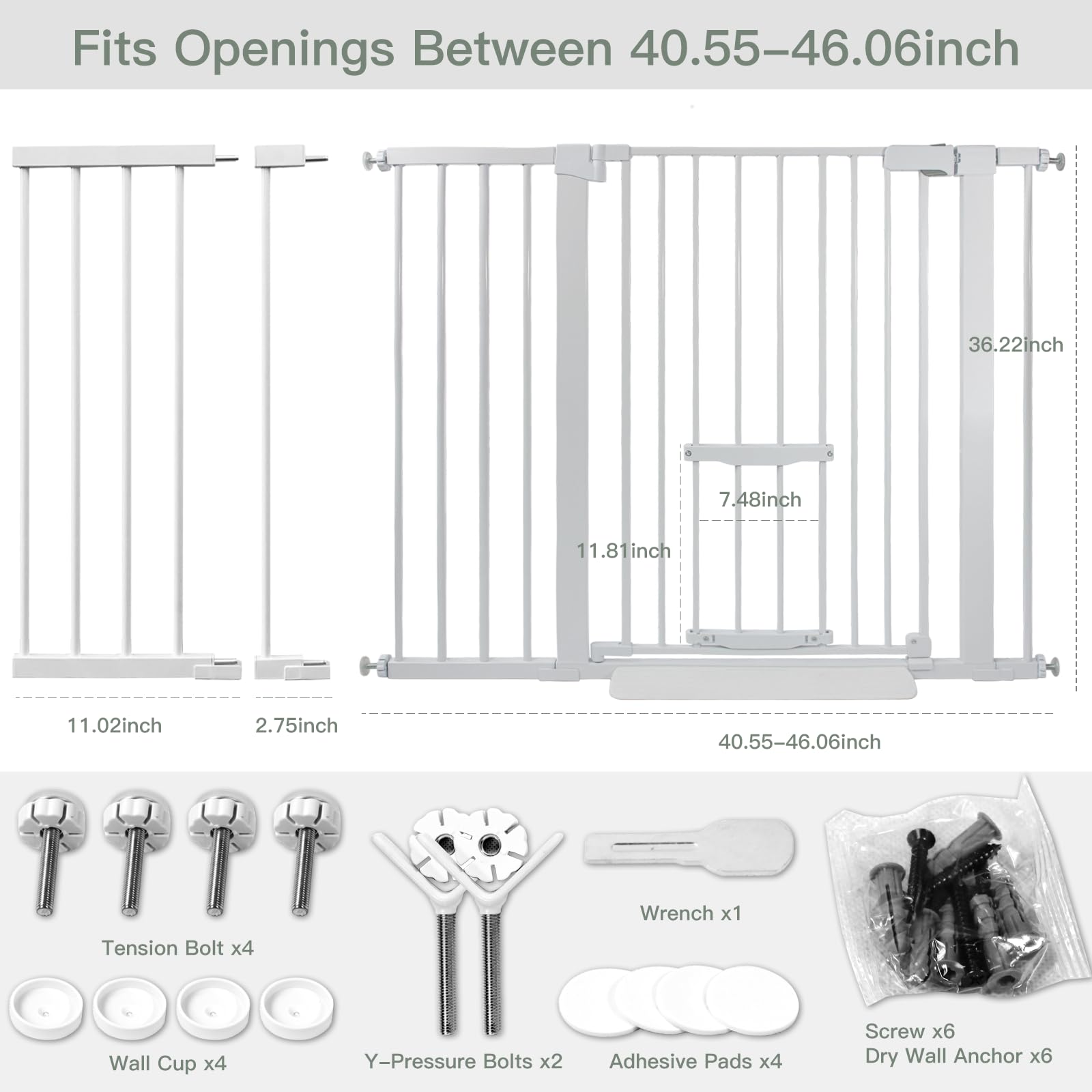 SHYUJAJIE 37 Inch Tall Baby Gate with Small Cat Door