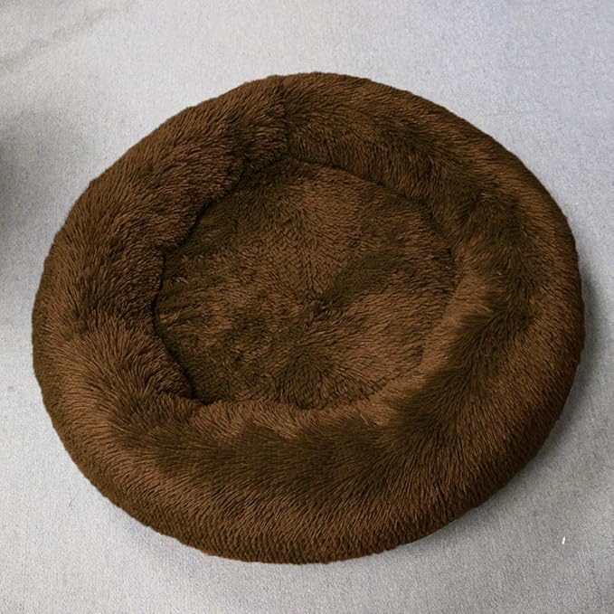 Plush Calming Donut Dog Bed for Small to Medium Dogs, 28 Inch Round Pet Bed
