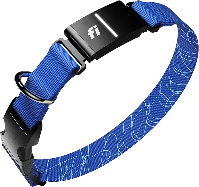 New Fi Series 3+ Smart Dog Tracker Collar [6 Month Membership Included] GPS Tracker for Dogs with Health & Behavior Monitoring, Escape Alerts, Waterproof, LED, Apple Watch Compatible (Blue, X-Large)