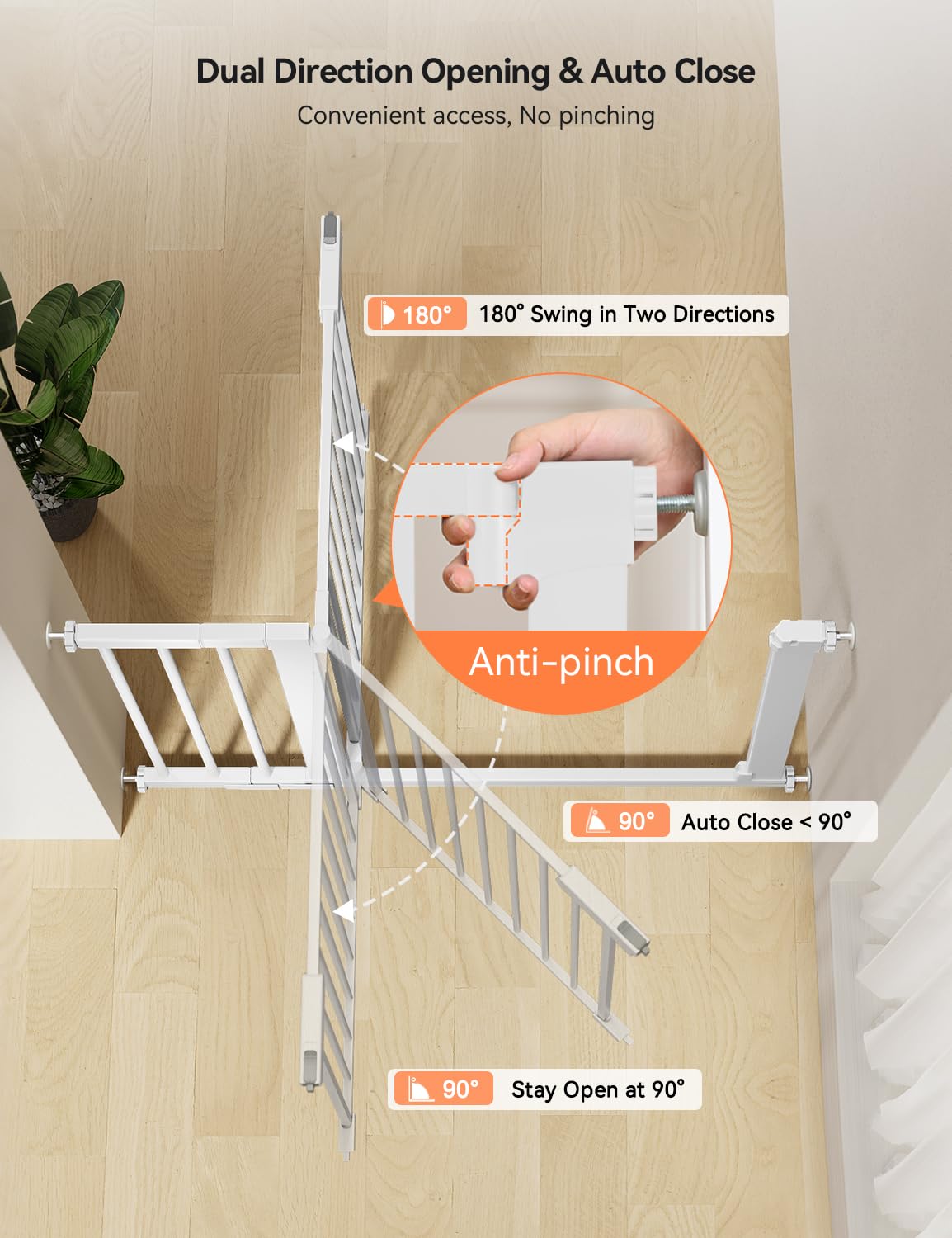 COMOMY 30" Tall Baby Gate for Stairs Doorways, Fits 29.5" to 51.6" Openings