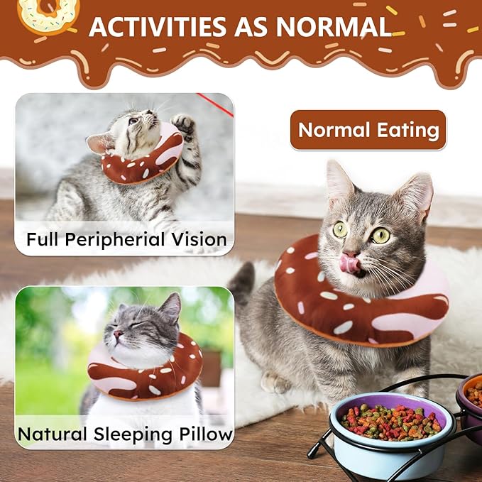 Hpetppy Cat Cone Collar Soft, Cat Recovery Collar for Wound Healing Cute Donut Adjustable Kitten Cones to Stop Licking Comfortable Lightweight Neck Elizabethan Collars for Cats Kittens After Surgery