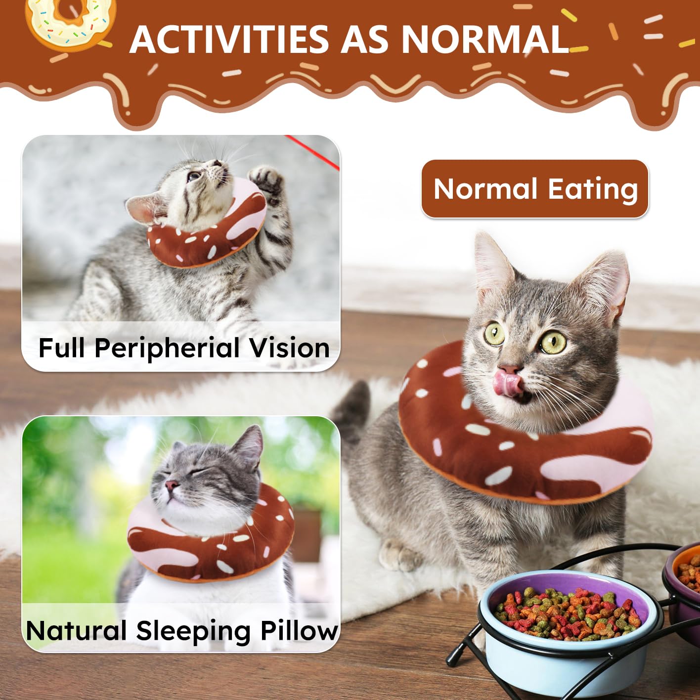 Hpetppy Cat Cone Collar Soft, Cat Recovery Collar for Wound Healing Cute Donut Adjustable Kitten Cones to Stop Licking Comfortable Lightweight Neck Elizabethan Collars for Cats Kittens After Surgery