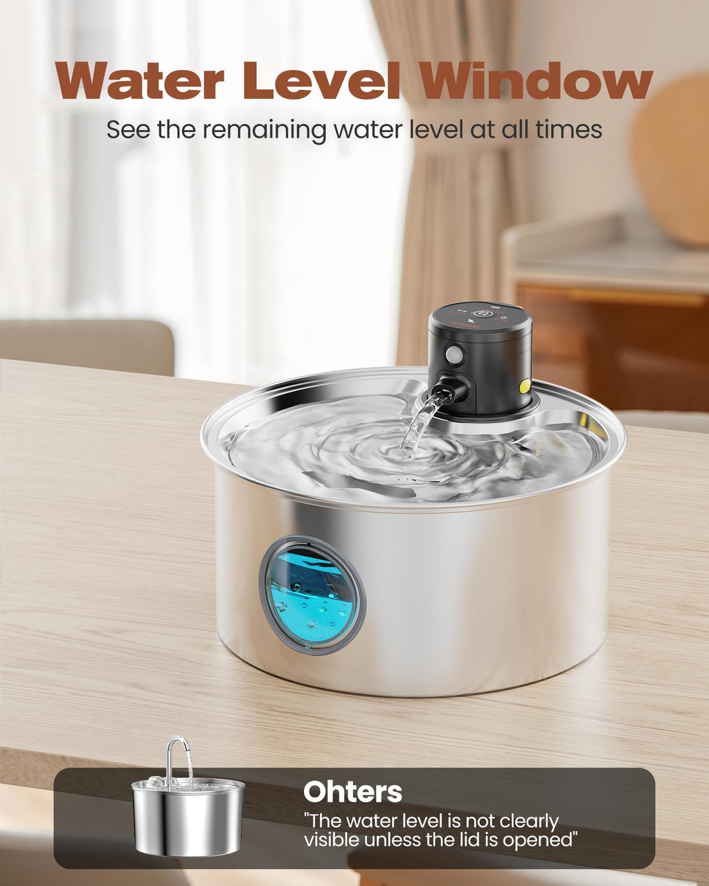 Cat Water Fountain Battery Powered: Cordless Cat Fountain Wireless - Rechargeable Pet Water Fountain Stainless Steel - 108oz/3.2L Automatic Kitty Water Fountain with Motion Sensor - 9 Filters