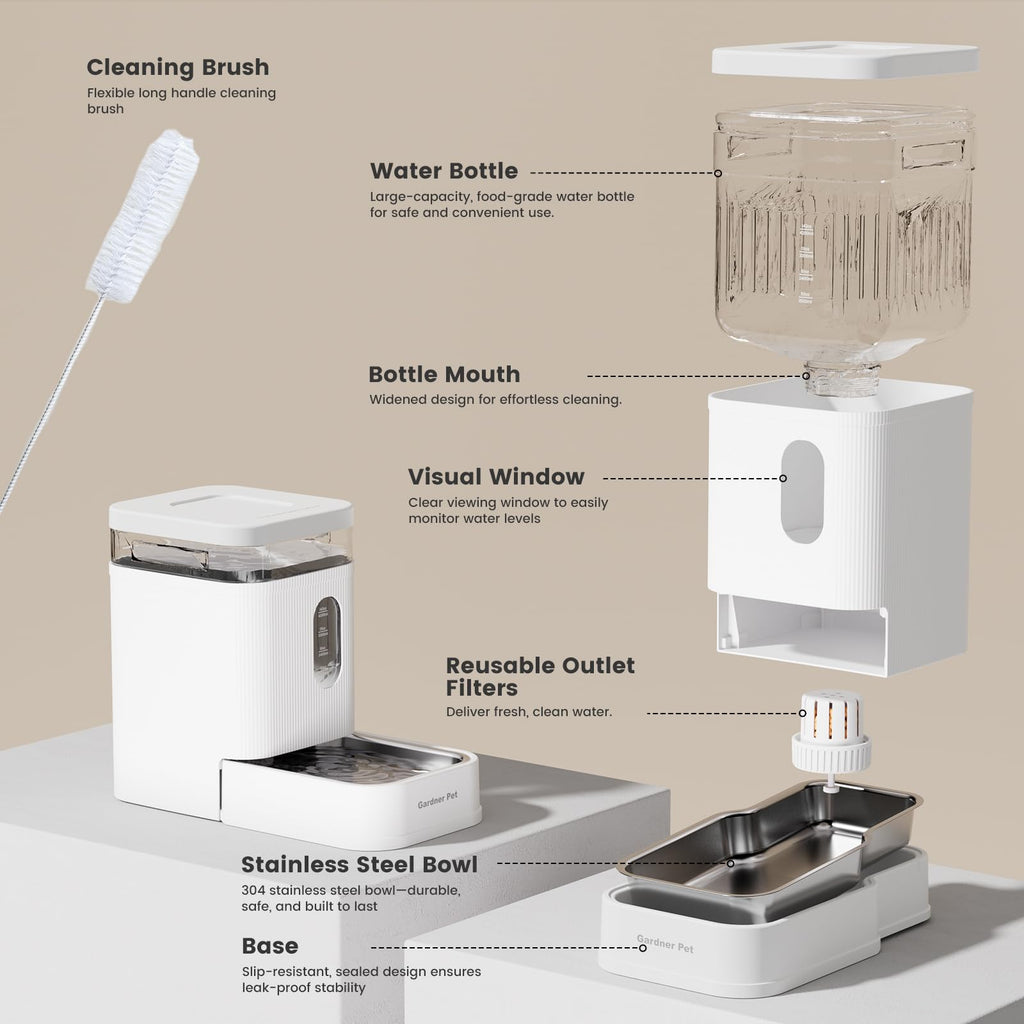 Gardner Pet Automatic Dog Water Bowl Dispenser (White, 6L)