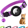 AirTag Cat Collar Breakaway with Apple Air Tag Holder & Bell - Reflective Adjustable Kitten Collar, Lightweight Nylon Safety Release Buckle for Boy Girl Cats, Indoor Outdoor (Fits 8-11 in)