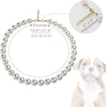 MLUOVI Chunky Pearl Dog Collar Large Breed (0.55 Inch), Adjustable Dog Necklace, Beaded Dog Collar Imitation White Pearls, Elegant Dog Jewelry Suit for Medium Large Dog 18.9"-21.4" Inner Circumference