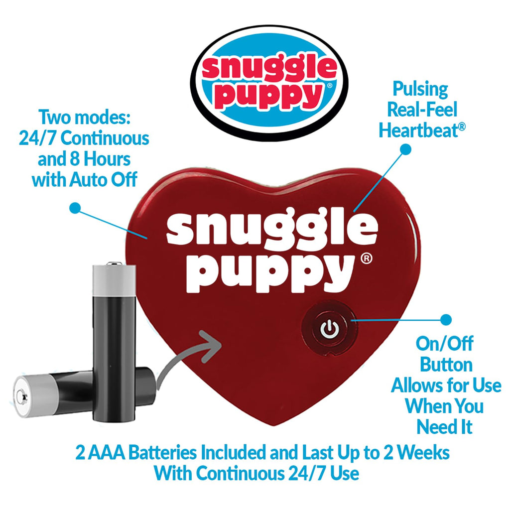 Snuggle Puppy Original Heartbeat Puppy Toy with Real-Feel Pulse & Heat Pack, Calming Sleep Aid for Puppy Anxiety, Crate Training, First Nights & New Puppy Transition - Biscuit Plus 6 Heat Packs