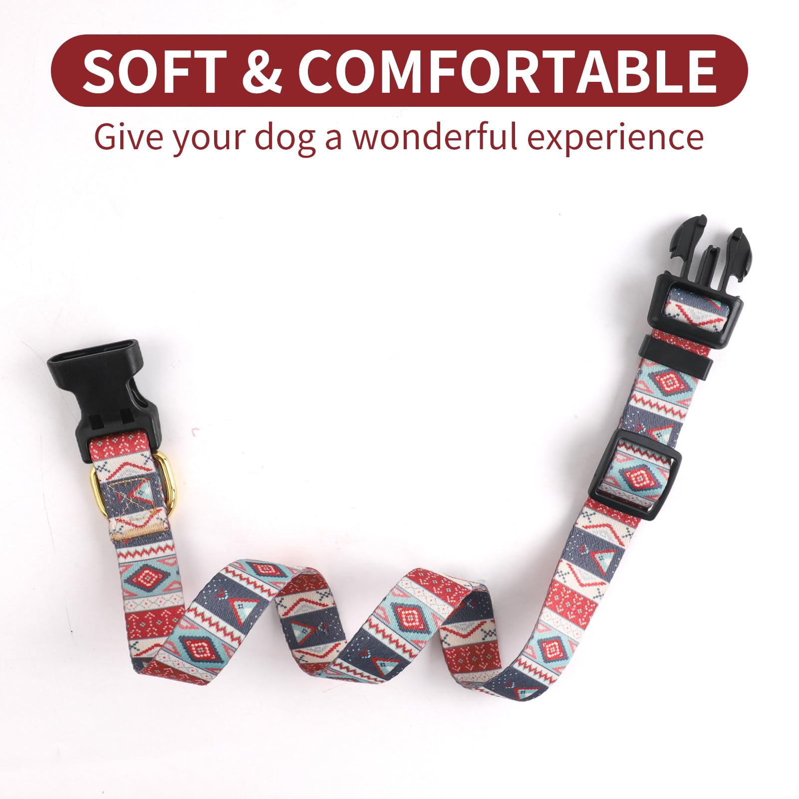 QQPETS Adjustable Soft Dog Collar: Print Flower Pink Multicolor Cute Patterns for XS Small Medium Large Pet Girl Boy Puppy Walking Running Training