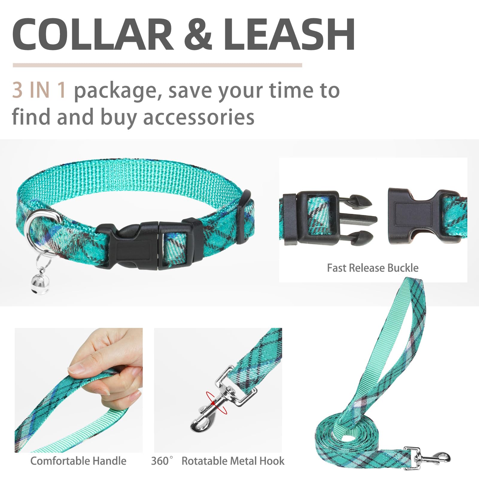 PUPTECK Dog Harness, Collar and Leash Set No Pull for Small Medium Sized