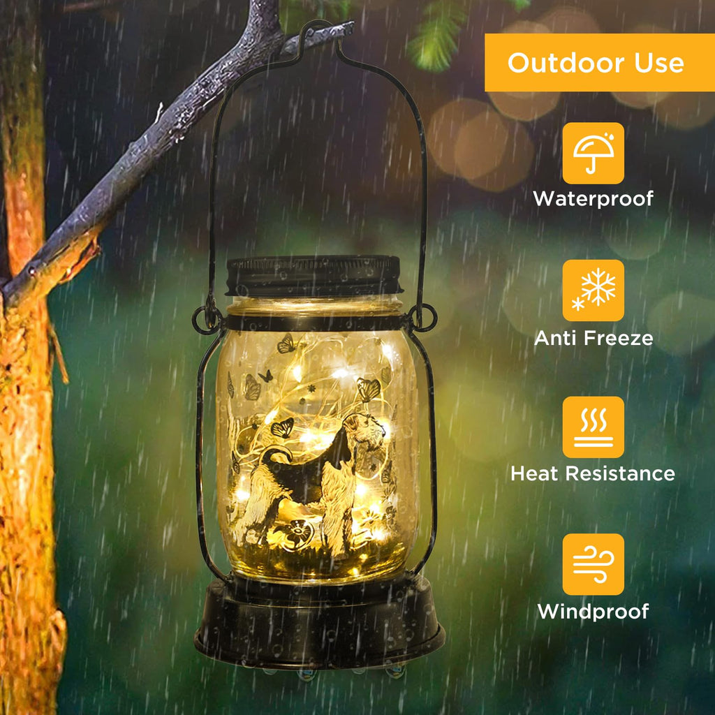 kyoryuger Terrier Dog Gifts for Women/Men, Pet Solar Lanterns Terrier Dog Lovers Lantern Pet Loss Dog Memorial Lights Solar Garden Decoration for Yard,Patio,Backyard,Torches Light
