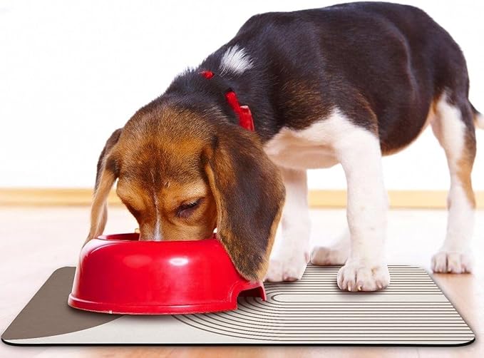 Dog Food Mats,Cat Absorbent Water Bowl Feeding Mats Pet Placemats for Food and Water Brown Bohemia 12 * 20 inch