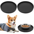 BNOSDM 2 PCS Dog Feeding Mat Black Silicone Pet Food Mats Waterproof for Dog Cat Bowl Placemats Nonslip Cat Food Mat for Small and Medium Cats and Dogs (9.1in)