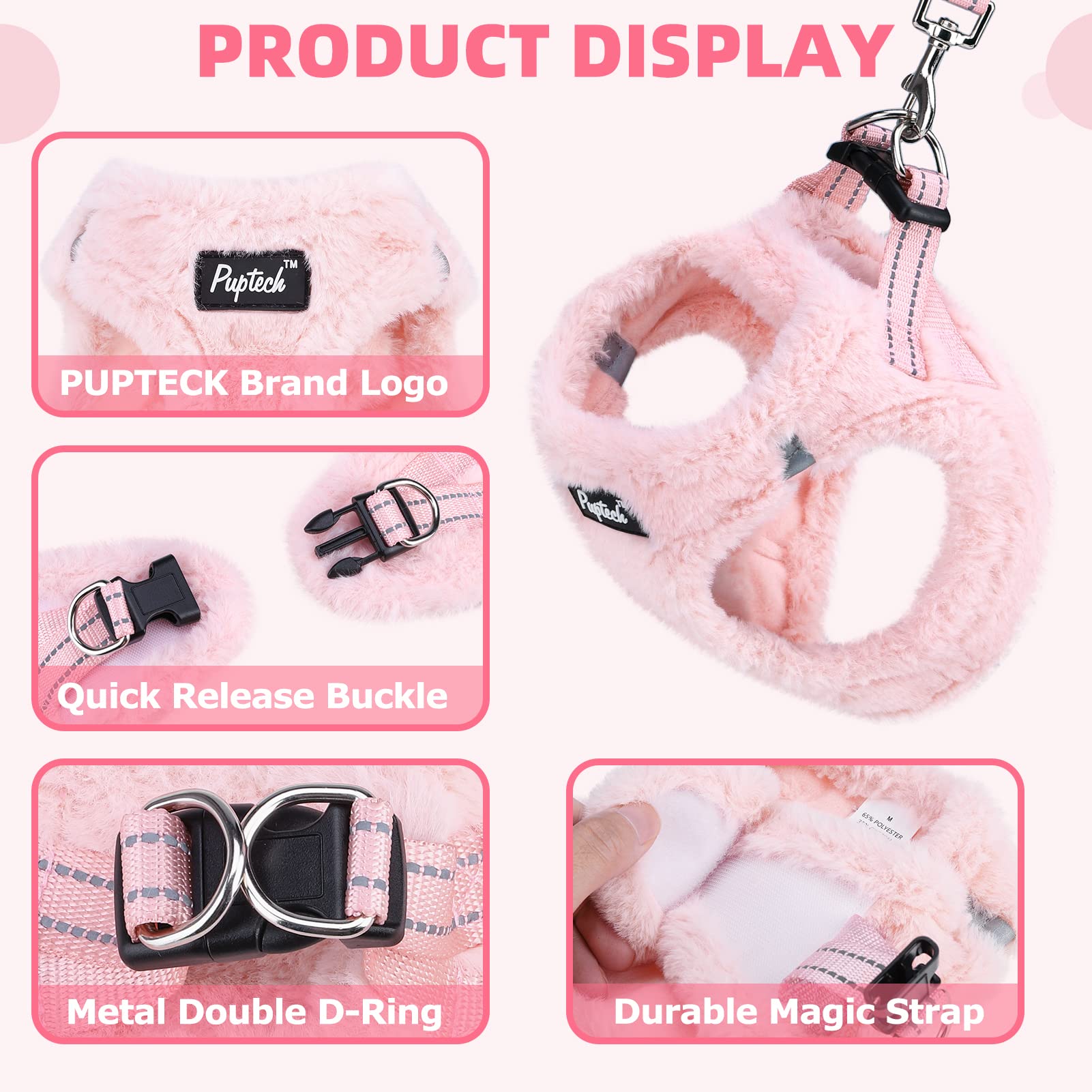 PUPTECK Dog Harness, Collar and Leash Set No Pull for Small Medium Sized
