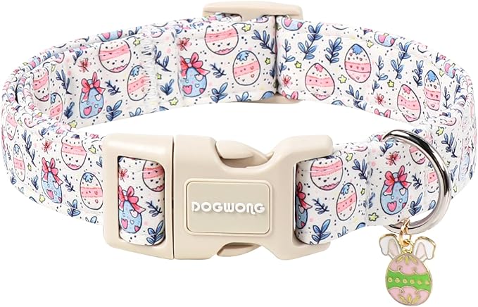 DOGWONG Cute Easter Egg Dog Collar, Adjustable Soft Egg Pet Collar for Small Medium Large Dogs,XL Visit the Elegant Little Tail Store