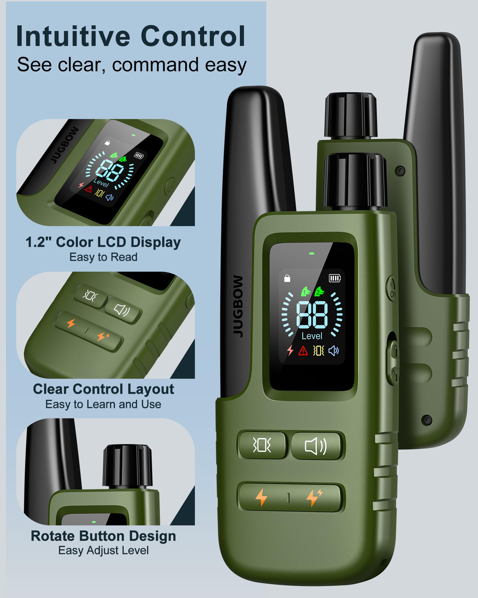 Dog Shock Collar - 4500FT Dog Training Collar with Remote for 10-120lbs Dog