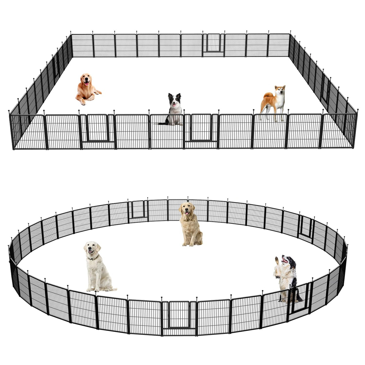 Dog Playpen,Portable Outdoor Dog Fence, Dog Playpen for Large/Medium/Small Dogs, Dog Fences for The Yard,with Doors Foldable Metal (32 inch, 40 Panels)