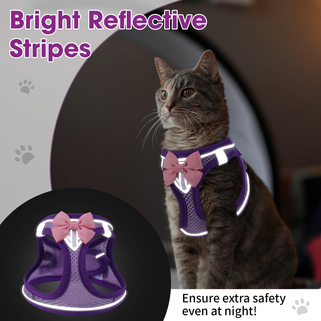 NCMAMA Cat Vest Harness and Leash Set, Escape Proof Kitten Harness Purple M