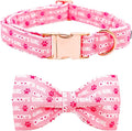 Lionheart glory Dog Bow Collar Valentine's Day Dog Collar for X-Small Dogs, Pink Dog Collars with Bowtie Spring Dog Collar Puppy Collar Bows