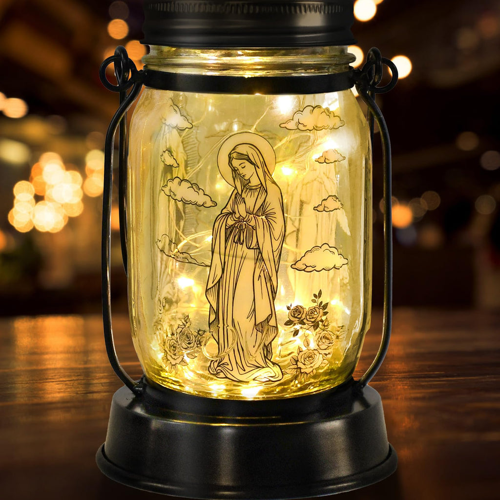 kyoryuger Virgin Mary Religious Gifts for Women/Men Virgin Mary Praying Solar Lantern Mom Birthday, Mothers Day, Religious Solar Garden Decoration Outside for Yard, Patio,Backyard,Porch, Torches