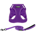 Best Pet Supplies Voyager Step-in Air All Weather Mesh Harness and Reflective Dog 5ft Leash Combo with Neoprene Handle, for Small, Medium and Large Breed Puppies - Purple, Medium