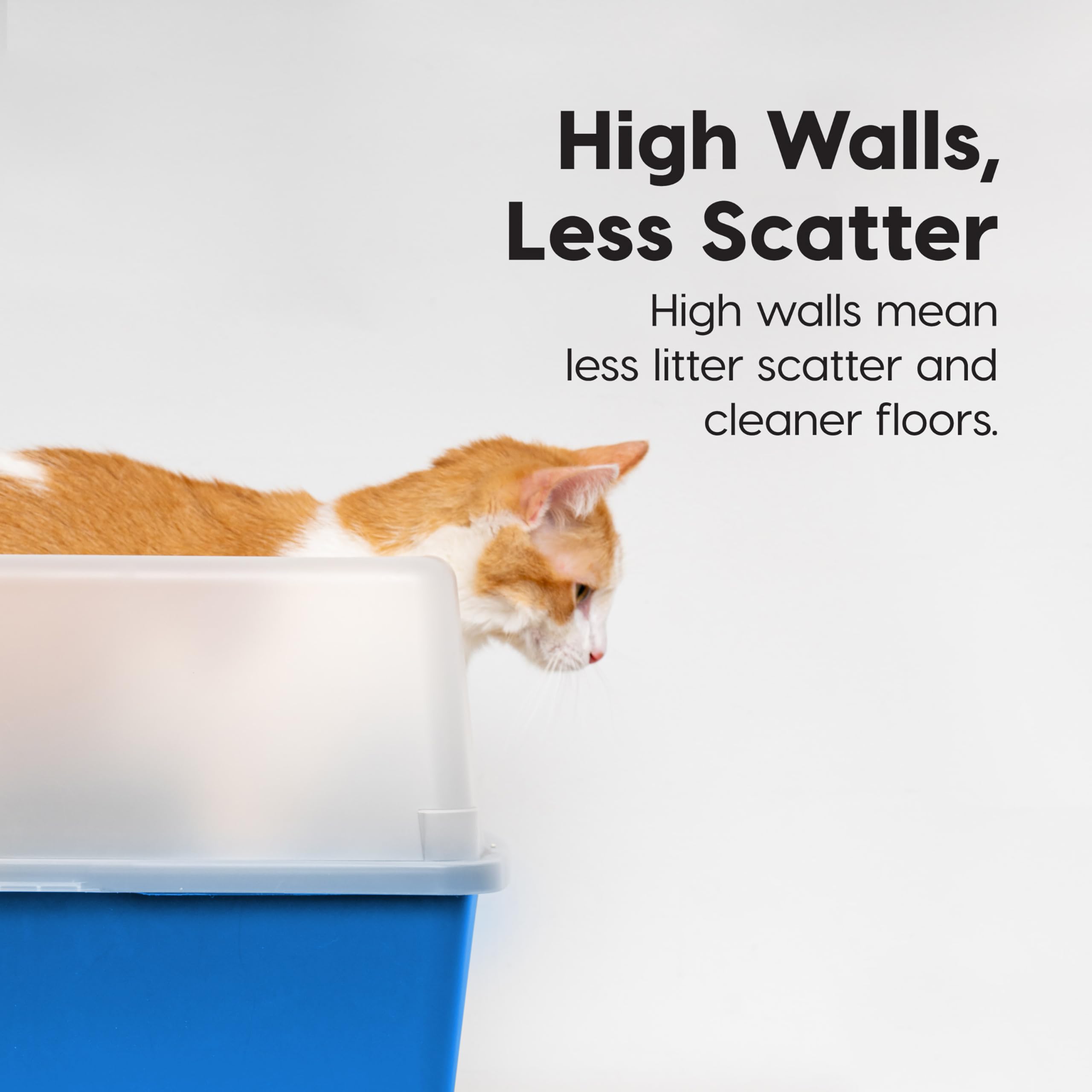 IRIS USA Large High Sided Cat Litter Box, Scatter Shield