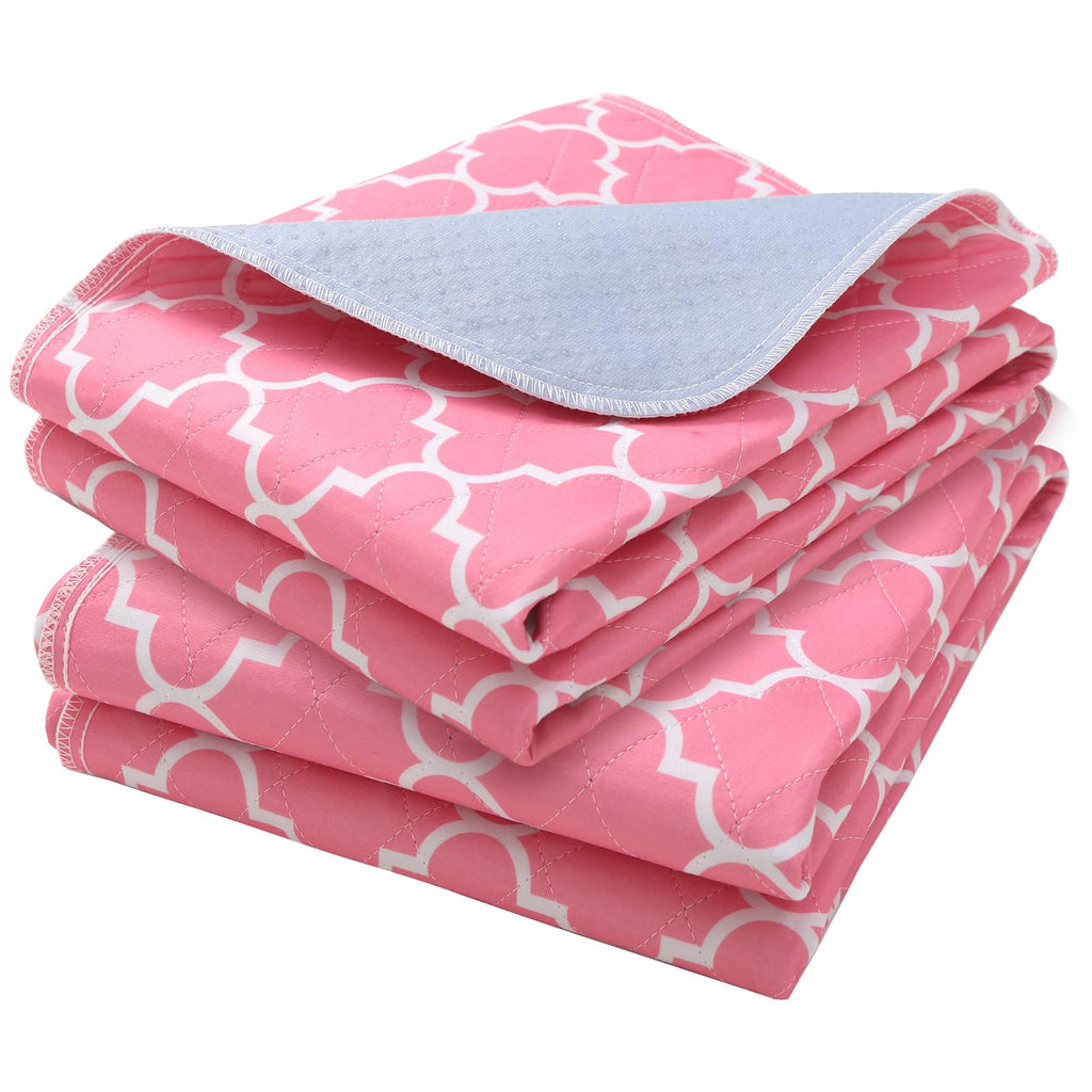 OUTCREATOR® Washable Bed Pads 34" x 76" (Pack of 2), Incontinence Mattress Protector, Anti-Slip Waterproof Underpads for Adults Kids Elderly Pets, Absorbency & Reusable Bedwetting Pads (Pink)