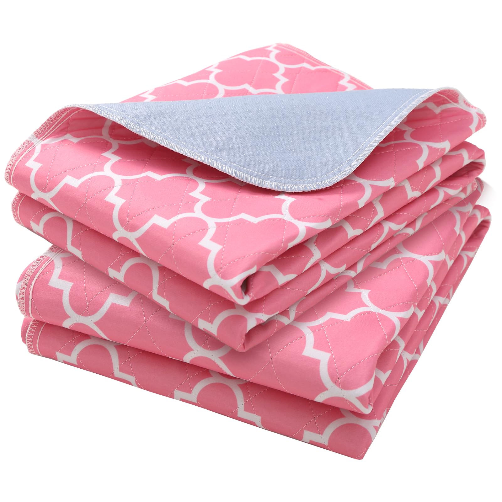 OUTCREATOR® Washable Bed Pads 34" x 76" (Pack of 2), Incontinence Mattress Protector, Anti-Slip Waterproof Underpads for Adults Kids Elderly Pets, Absorbency & Reusable Bedwetting Pads (Pink)