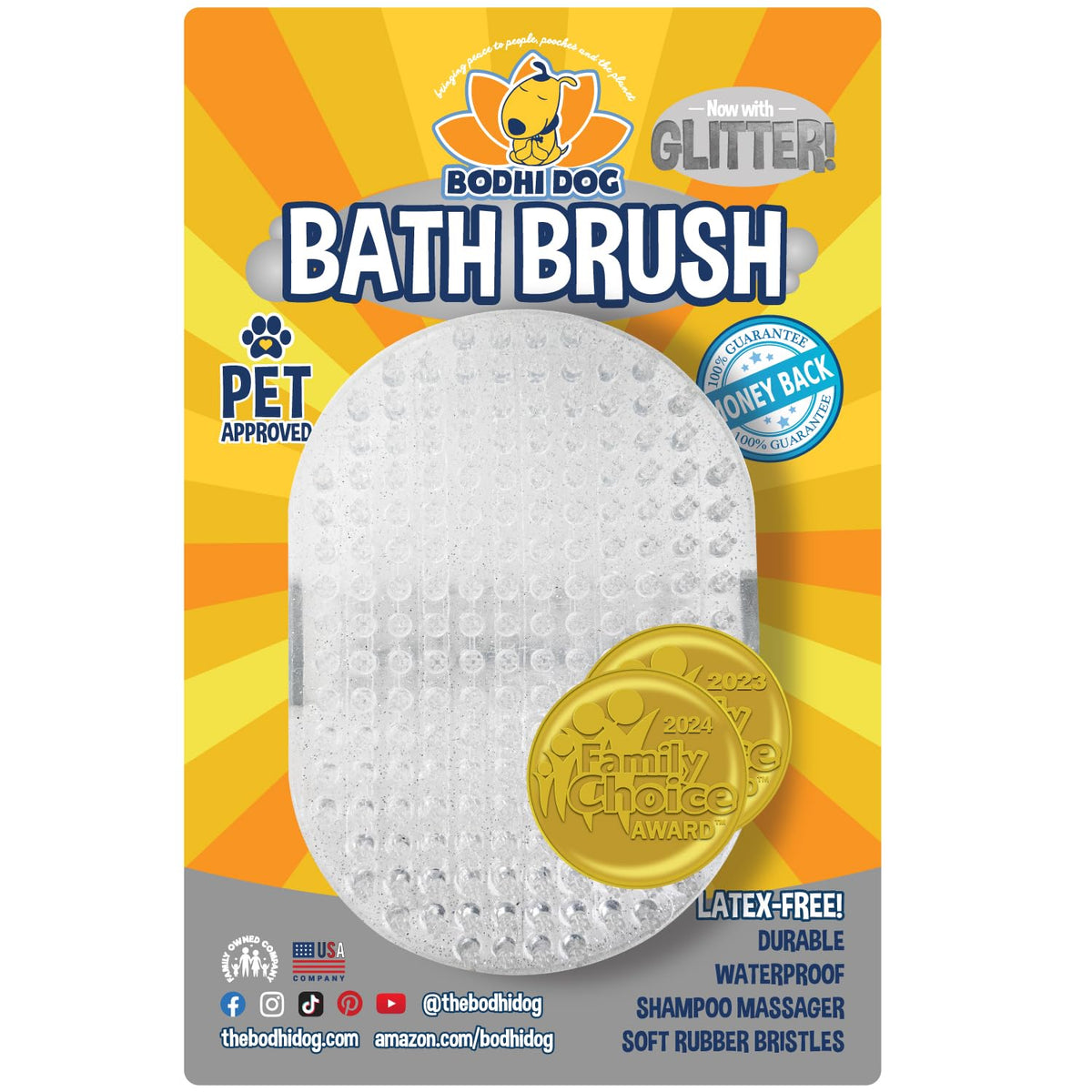 Bodhi Dog Shampoo Brush - Pet Grooming & Bath Supplies for Dogs and Cats - Bath Brush for Long & Short Hair - Premium Scrubber for Shower, Showerhead, Sprayer & Bathing (One Pack, Purple)