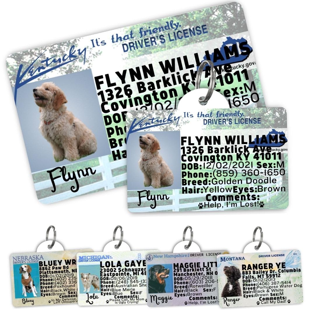 Dog Tags Personalized, Dog ID License Tag for Pets (Arizona, Wallet Card)