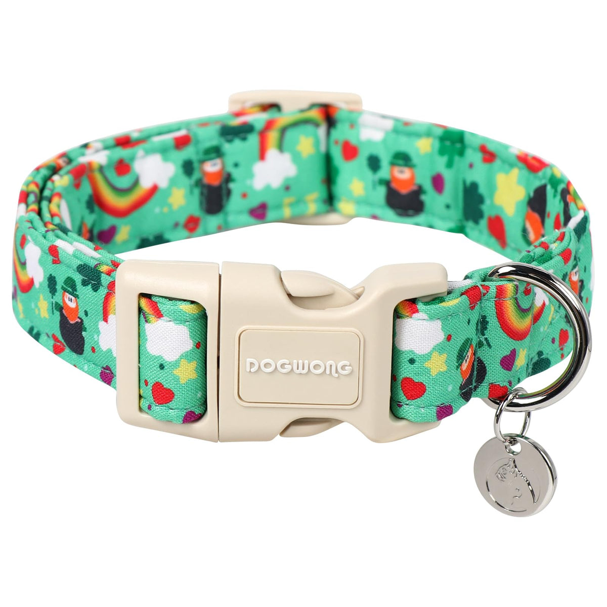DOGWONG Cotton Hemp Dog Collar, Heavy-Duty Blue Dog Collar Adjustable Soft Natural Fabric Cute Wedding Puppy Necklace for Small Medium Large Dogs