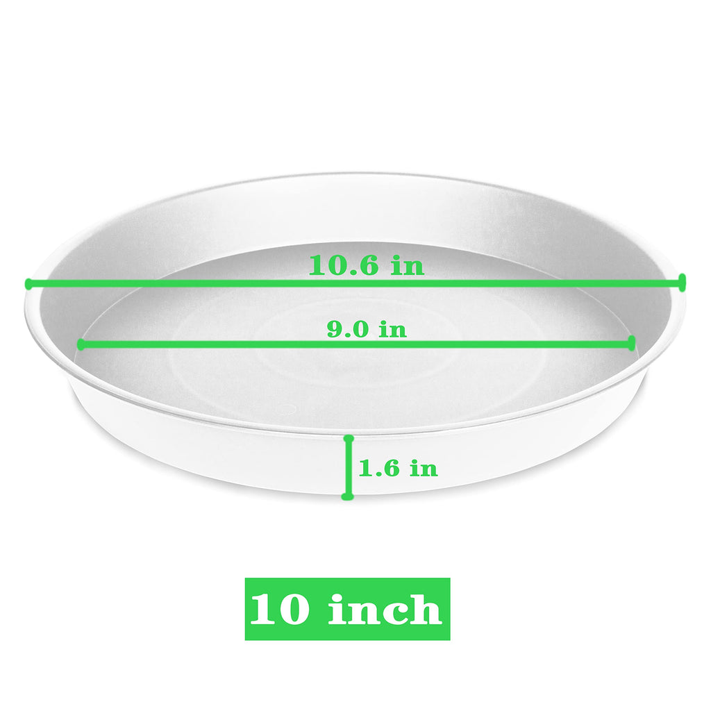 Bleuhome 6 Pack of 10 inch Plant Saucer, Heavy Duty Plastic Plant Saucer 10" Round, Durable Plant Tray for Pots, Plant Saucers for Indoors, Plant Trays for Planter 8"/9"/10" (10 inch, Creamy White)