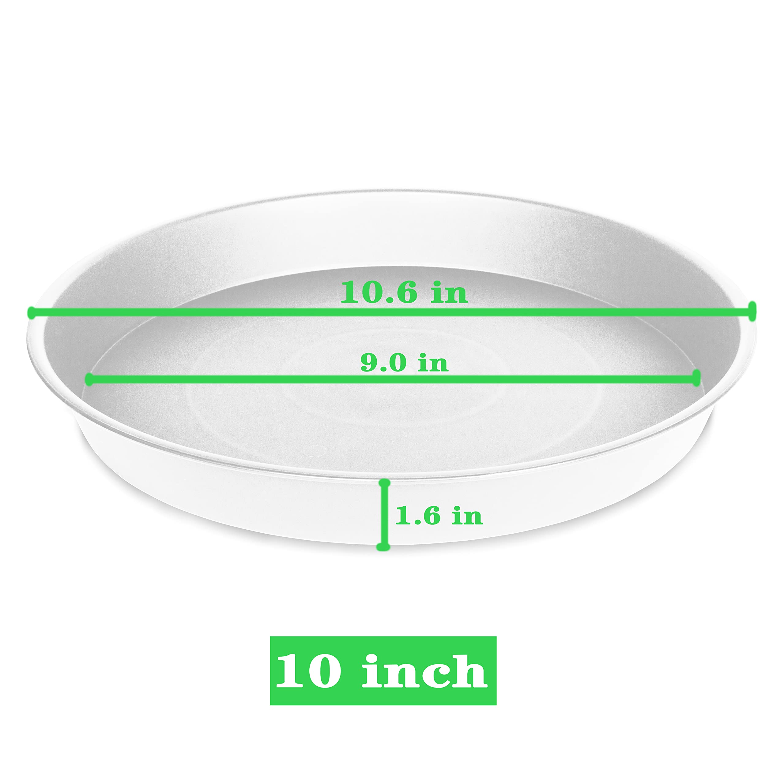 Bleuhome 6 Pack of 10 inch Plant Saucer, Heavy Duty Plastic Plant Saucer 10" Round, Durable Plant Tray for Pots, Plant Saucers for Indoors, Plant Trays for Planter 8"/9"/10" (10 inch, Creamy White)