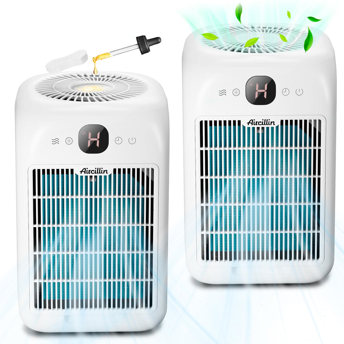 2 Pack Air Purifiers for Home Bedroom H13 True HEPA Air Filter Cleaner, Odor Eliminator, Remove Smoke Dust Pollen Pet Dander, Night Light For Home Living Room Dorm, Quiet 24dB Filtration System