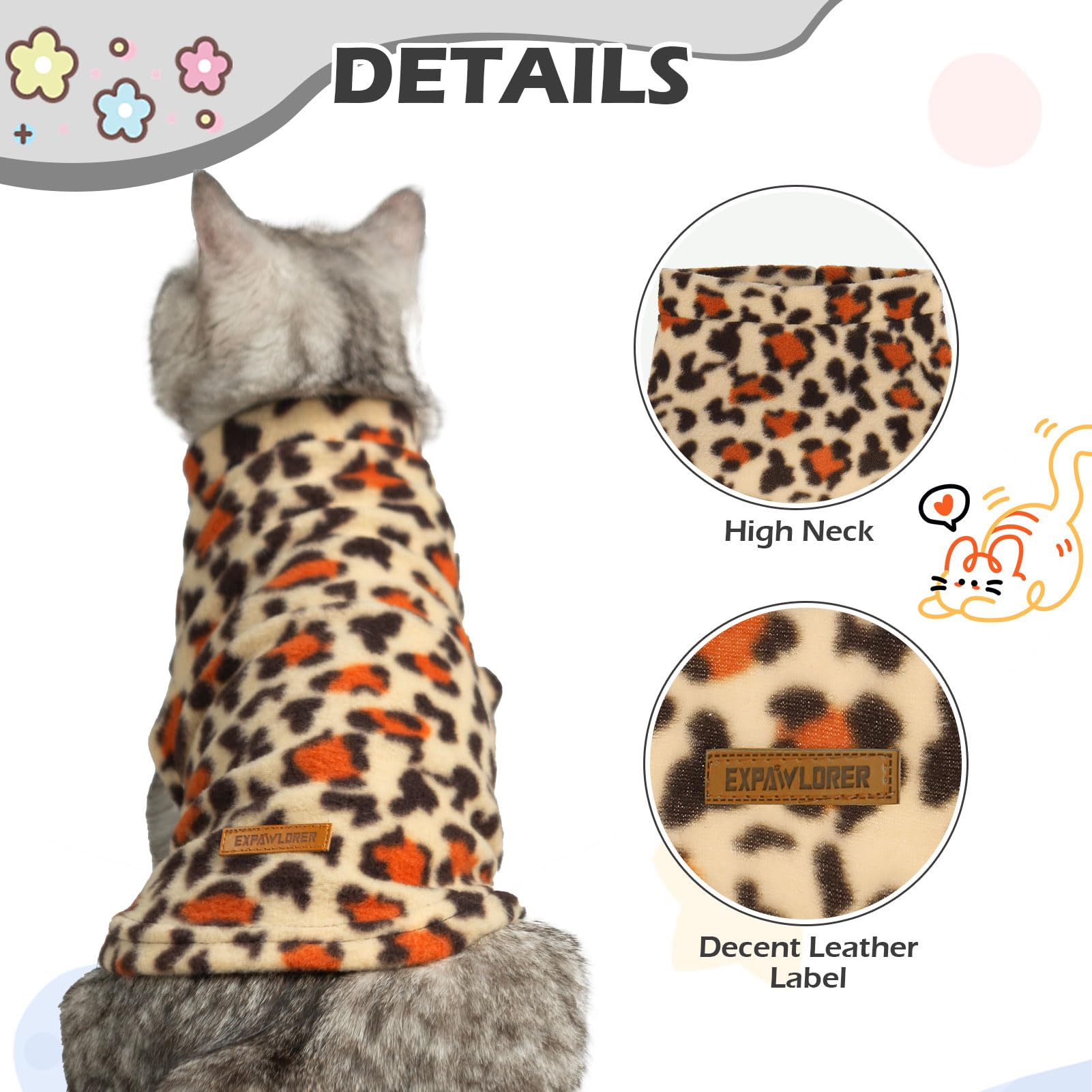 EXPAWLORER Cat Sweater Warm Fleece Pet Clothes for Cats Only