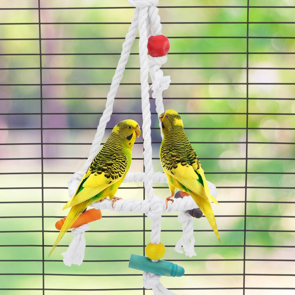 Hypeety Bird Swing Multi Birds Cotton Rope Round Hanging Hammock Perch Toy