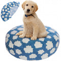 Youyole Medium Washable Round Dog Bed Cover Replacement Waterproof 30 x 30 x 10 in Round Donut Bed Cover for Dog Soft Blue Beds Protector Sheet with Lovely Clouds Print for Donut Beds & Pet Couch
