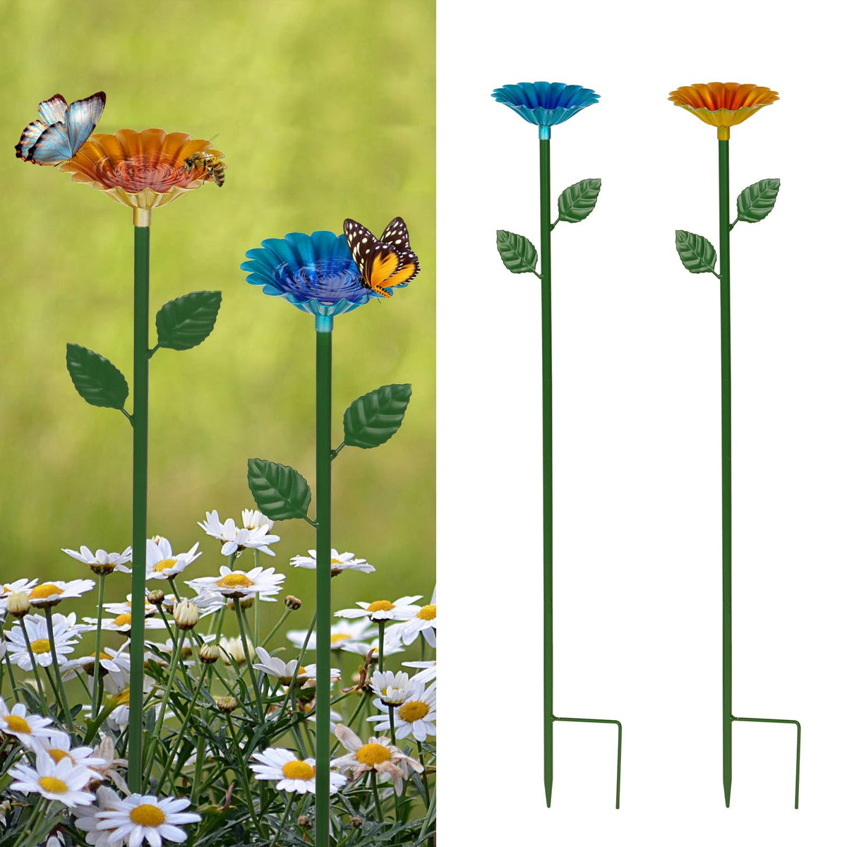 Retyion 2 Pack Bee Watering Station, Bee Bath for Garden Outdoor Yard Decor