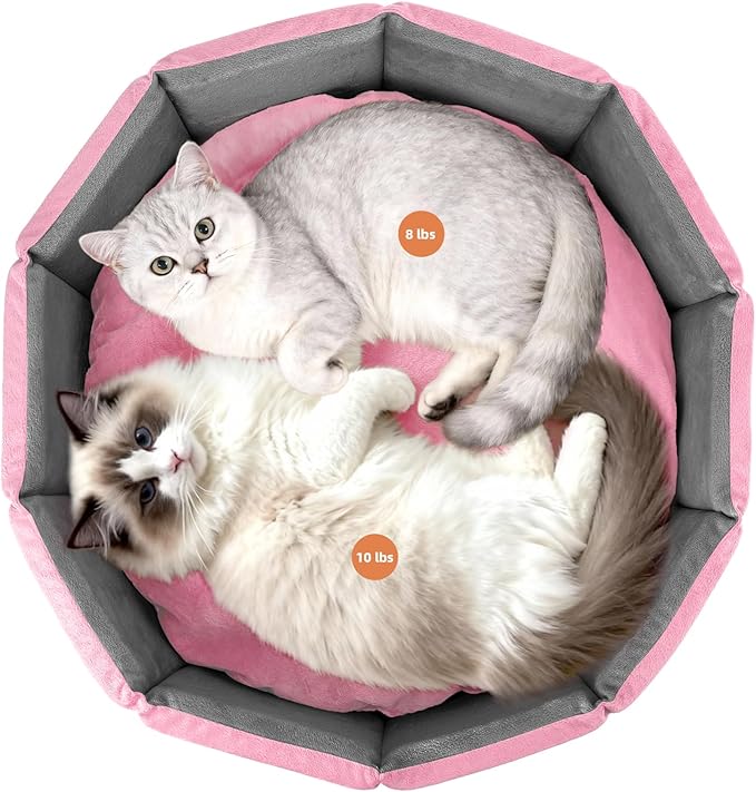 PJYuCien Premium Orthopedic Memory Foam Round Pet Bed for Large Cats, Small Dogs & Puppies - 20" Indoor Donut Cuddler with Non-Slip Bottom, Machine Washable, Supports Pets Up to 18 lbs, Pink