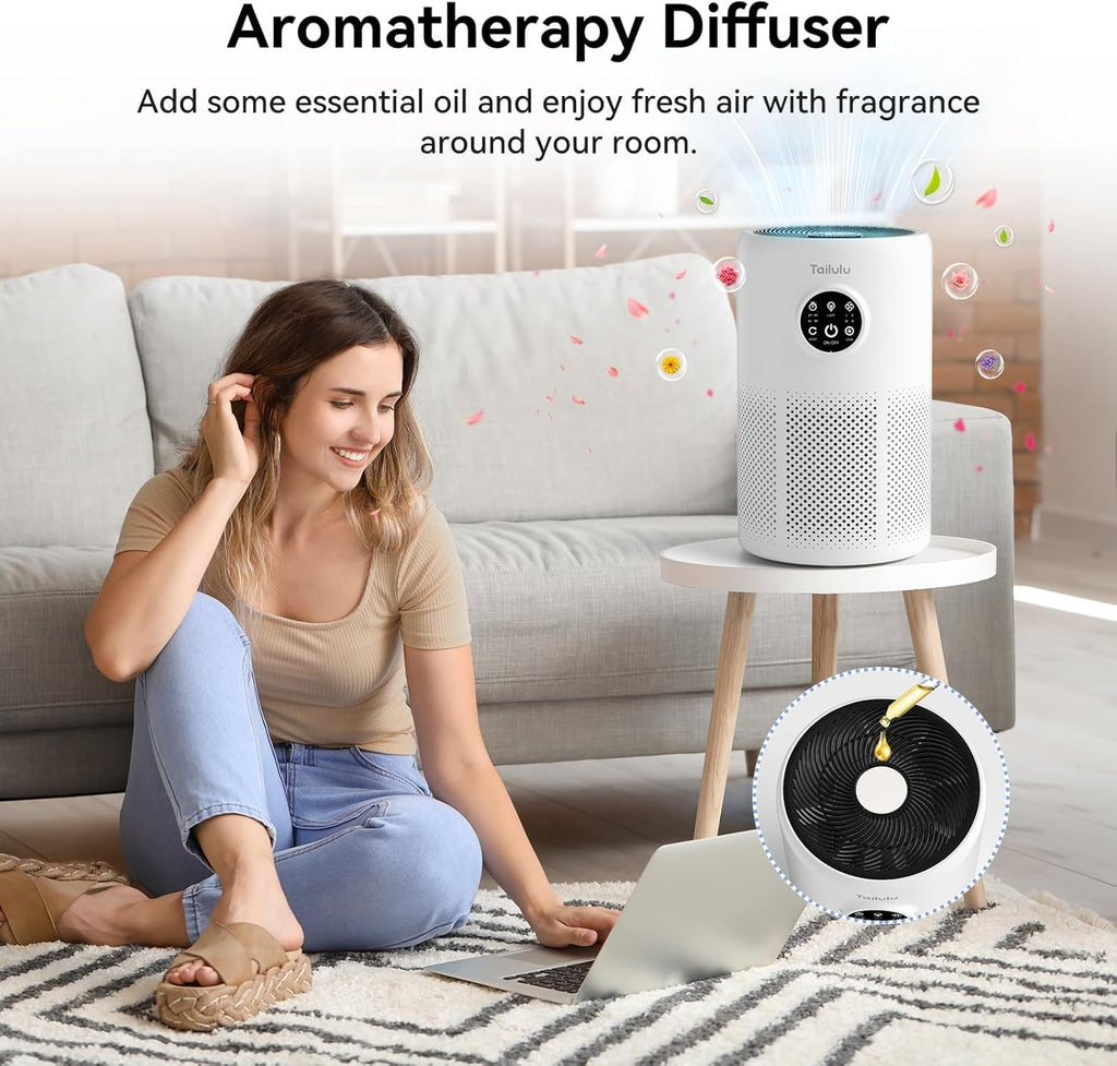 Tailulu Air Purifiers for Home Bedroom with Washable Filter Up to 1360 Ft²