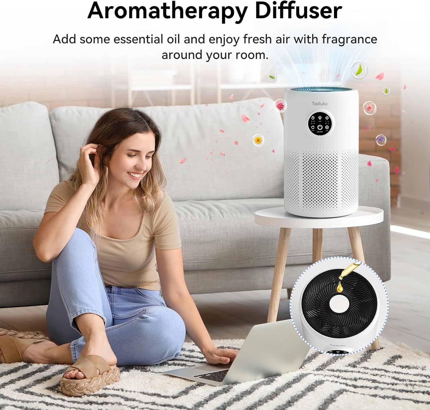 Tailulu Air Purifiers for Home Bedroom with Washable Filter Up to 1360 Ft²
